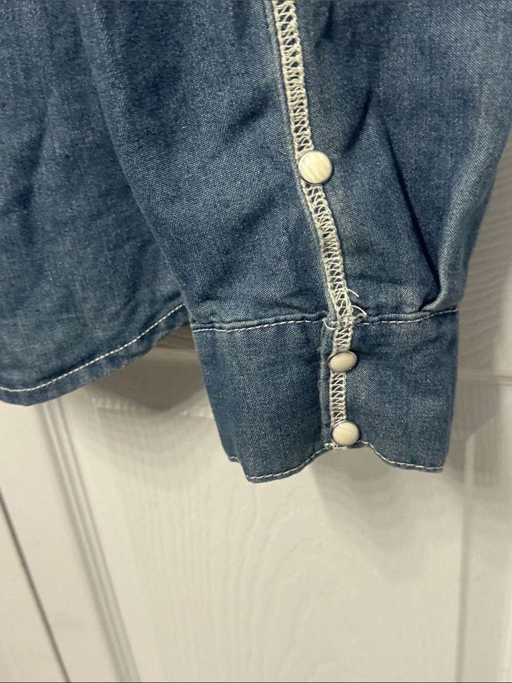 True Religion Men's Denim Western Shirt in Faded Blue